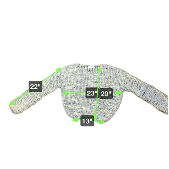 New Made with Love Lush Soft Fuzzy Blue Yellow Multi Color Sweater Women’s M - Picture 6 of 10
